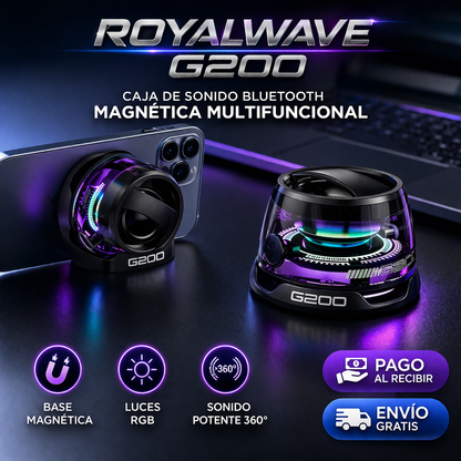 Royalwave G200™ | Altavoz Bluetooth 5.3 Magnético con Sonido Inmersivo y RGB